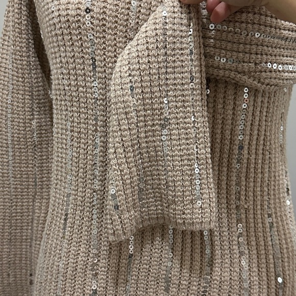 297 Nanette Lepore | NWOT Beige Sequin Knit Sweater (Size S) - Picture 9 of 14